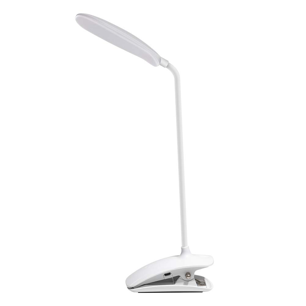 DEEPLITE Clip Light, Battery Operated Reading Light for Desk, Bed Headboard, 5W LED Clip lamp, Flexible Gooseneck, 3 Level Brightness, Touch Control