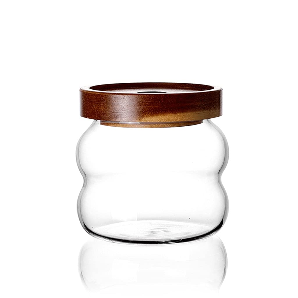 LTCTL Storage Jars Glass Canisters With Wood Lids Clear Airtight Food Storage Jars Kitchen Canister For Coffee,Bulk Candy (Color : 1pcs 340ml)