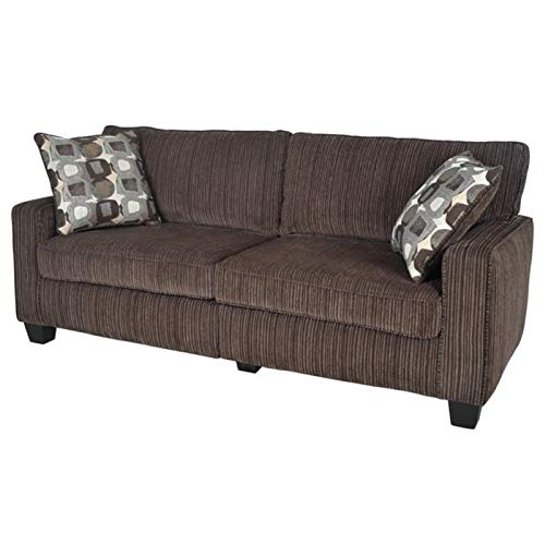 BOWERY HILL Modern Sofa for Small Apartments, 3 Seater Couch for Living Room, Tool-Free Assembly, Brown