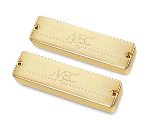 MEC Passive Soapbar Humbucker Bass Pickup Set, Metal Cover, 6-String - Brushed Gold