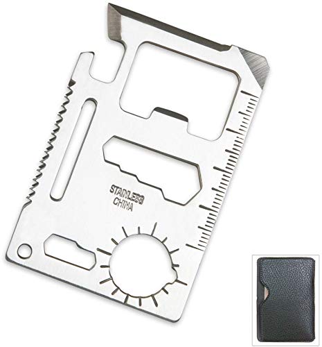 11 in 1 Multi Function Mini Card Stainless Steel Opener Ruler Knife Saw Wrench