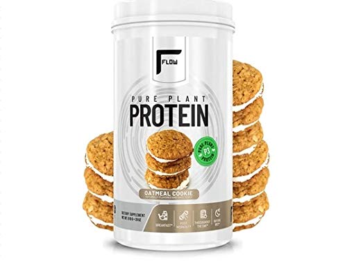 Flow Supplements 27g Pure Plant Protein Powder, Pea Protein, Watermelon Protein, Pumpkin Protein, Naturally Sweetened and Flavored, Oatmeal Cookie, 30 Serving (Pack of 1)