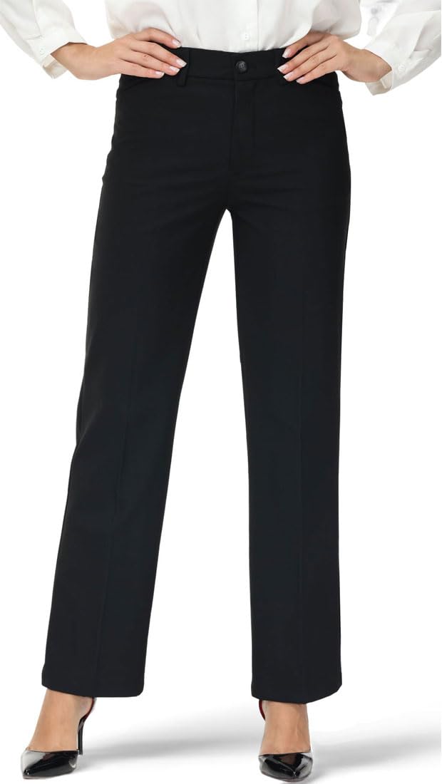 Soojun Women's Comfort Flex Waist Straight Leg Dress Pants