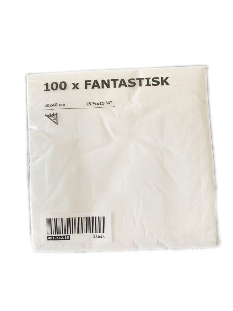 IkeaFANTASTISK - Paper Napkin, White / 100 Pack - 40x40 cm,IKE-500.357.52