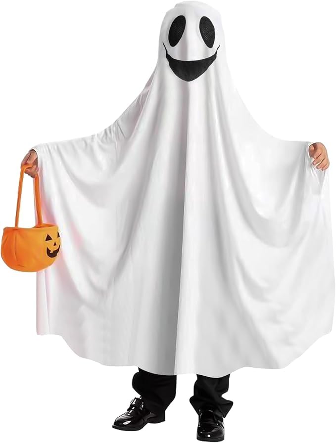 FAM Ghost Costume For Kids - Halloween Costume Kids 4-6 - Spooky Costumes For Kids - Halloween Cosplay Kids - Unisex Tattered Gown Cosplay Role Play Supply for Child Halloween Spooky Trick-or-Treat