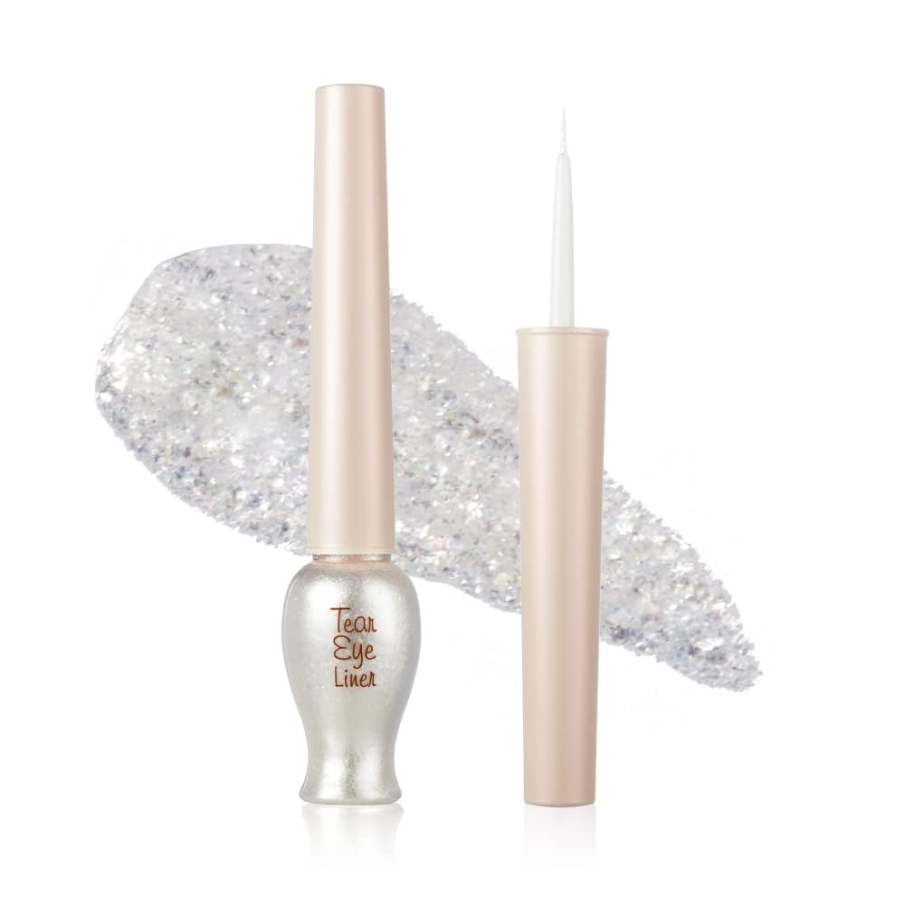 ETUDE Tear Drop Eye Liner #1 White Tear (21AD) | Eyes Makeup | Kbeauty | Liquid Glittering Eye Liner to Make Your Eyes Sparkle