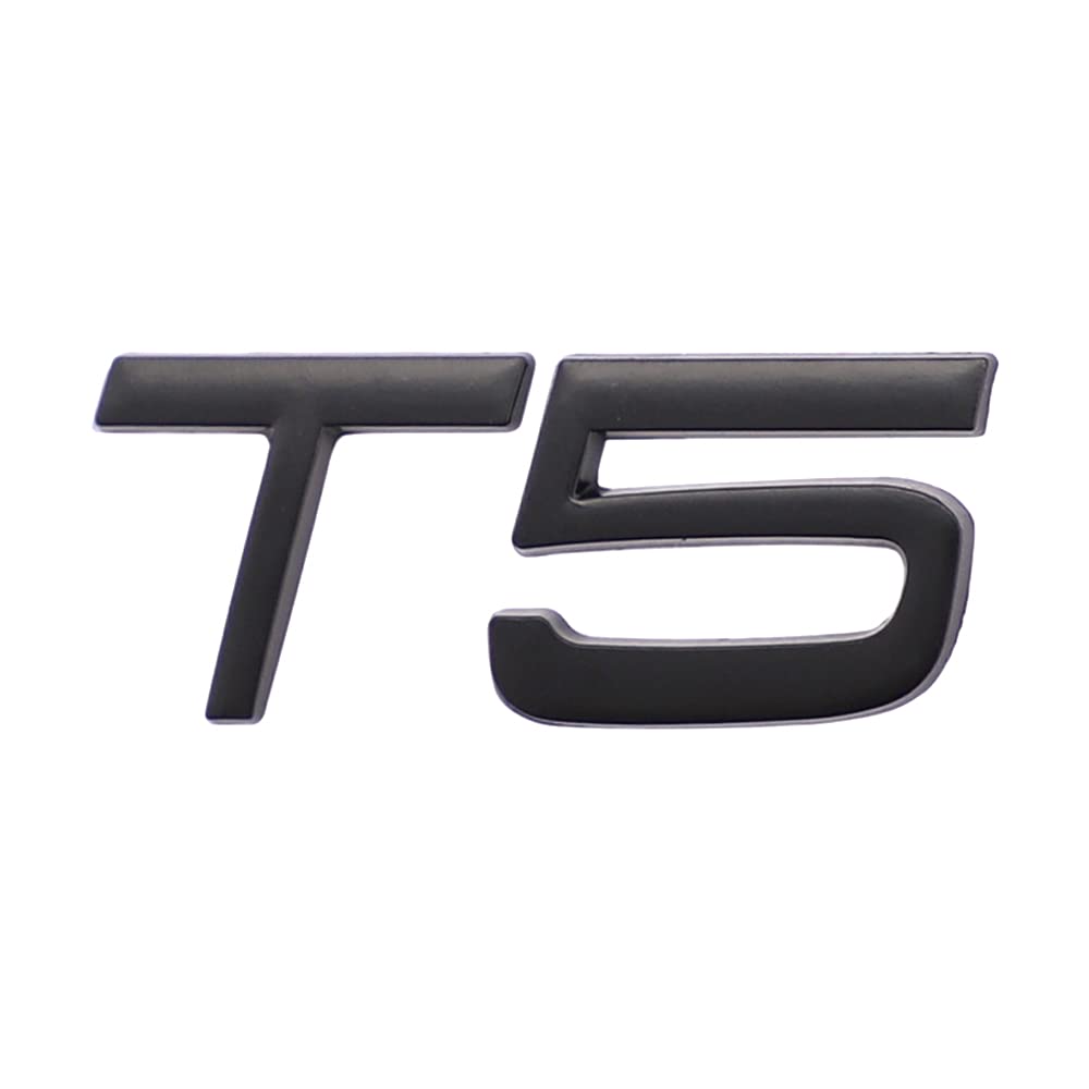 T5 Emblem 3D Metal Badge Car Hood Truck Door Side Fender Rear Trunk Emblem Sticker Decals for Volvo XC60 S60 V60 Polester (Black)