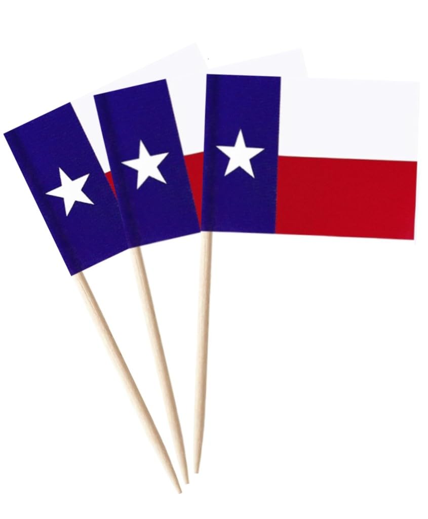 JAVD 100 Pcs Texas Flag Texas State Toothpick Flags