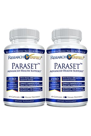 Research Verified Paraset - 120 Capsules - Natural Gut Health Enhancer - Garlic Bulb, Papain, Sweet Wormwood, Black Walnut, BioPerine - Vegan