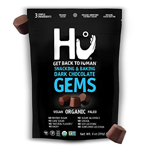 Hu Gems Chocolate Vegan Snacks | Organic, Paleo, Gluten Free Dark Chocolate Chips | Baking And Snacking Chips | Plant Based, Non Gmo, Kosher | 9Oz