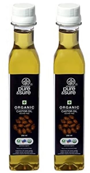 Phalada Pure & Sure Organic Castor Oil 250ml x Pack of 2 | 100% Natural & Cold Pressed | For Hair Growth, Eyelashes, Eyebrows & Skin - Natural Moisturizer & Conditioner - Organic Beauty Essential