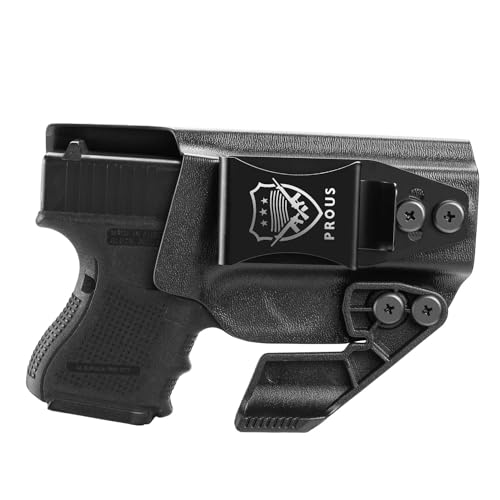 PROUS Glock 26 Holster IWB Kydex Holster w/Claw: Glock G26 Gen 3-5 & Glock G27/G33 Gen 3-4, Adjustable Ride Height & Cant, 1.75 Steel Clip G26 Holster, Inside Waistband Appendix Carry, Right Hand