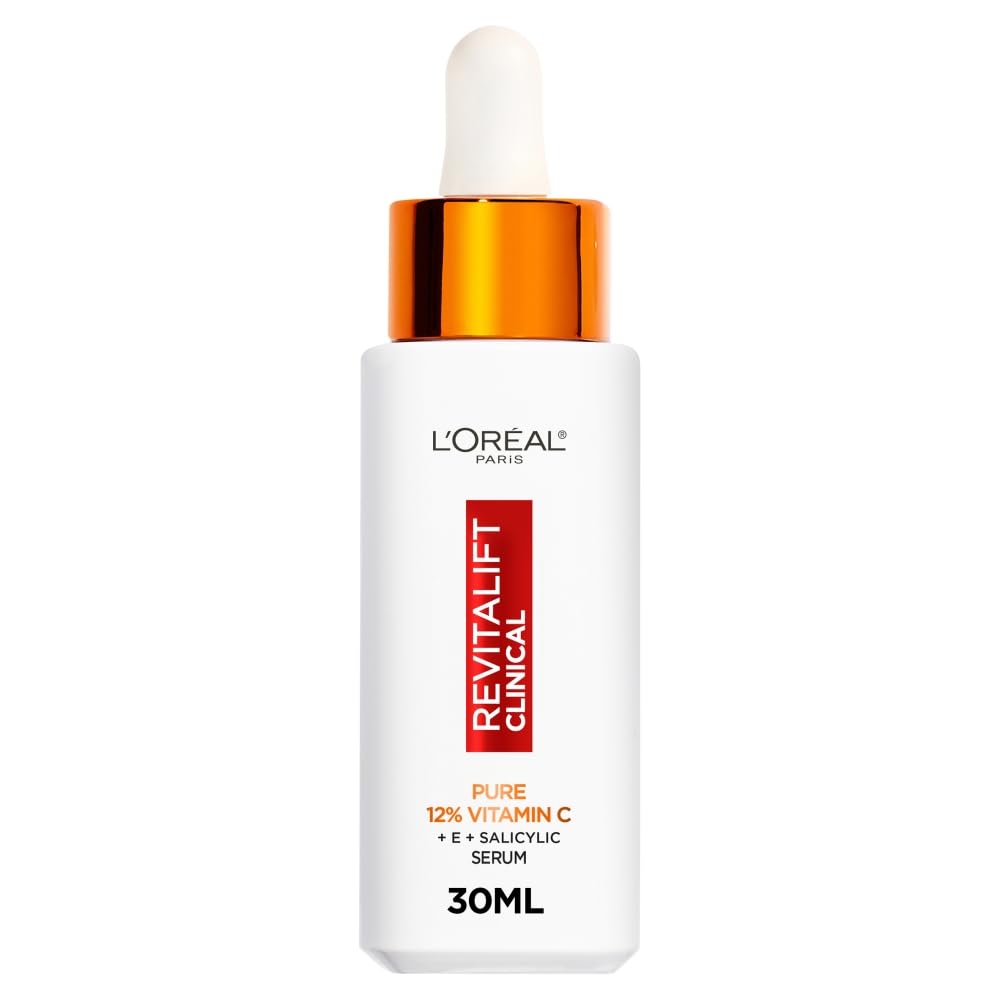 L'Oréal Paris Revitalift Clinical 12% Pure Vitamin C Brightening Serum for Face, Powerful Antioxidant Protection, Brighter & Smoother Skin, includes Hyaluronic Acid, Salicylic Acid, Vitamin C