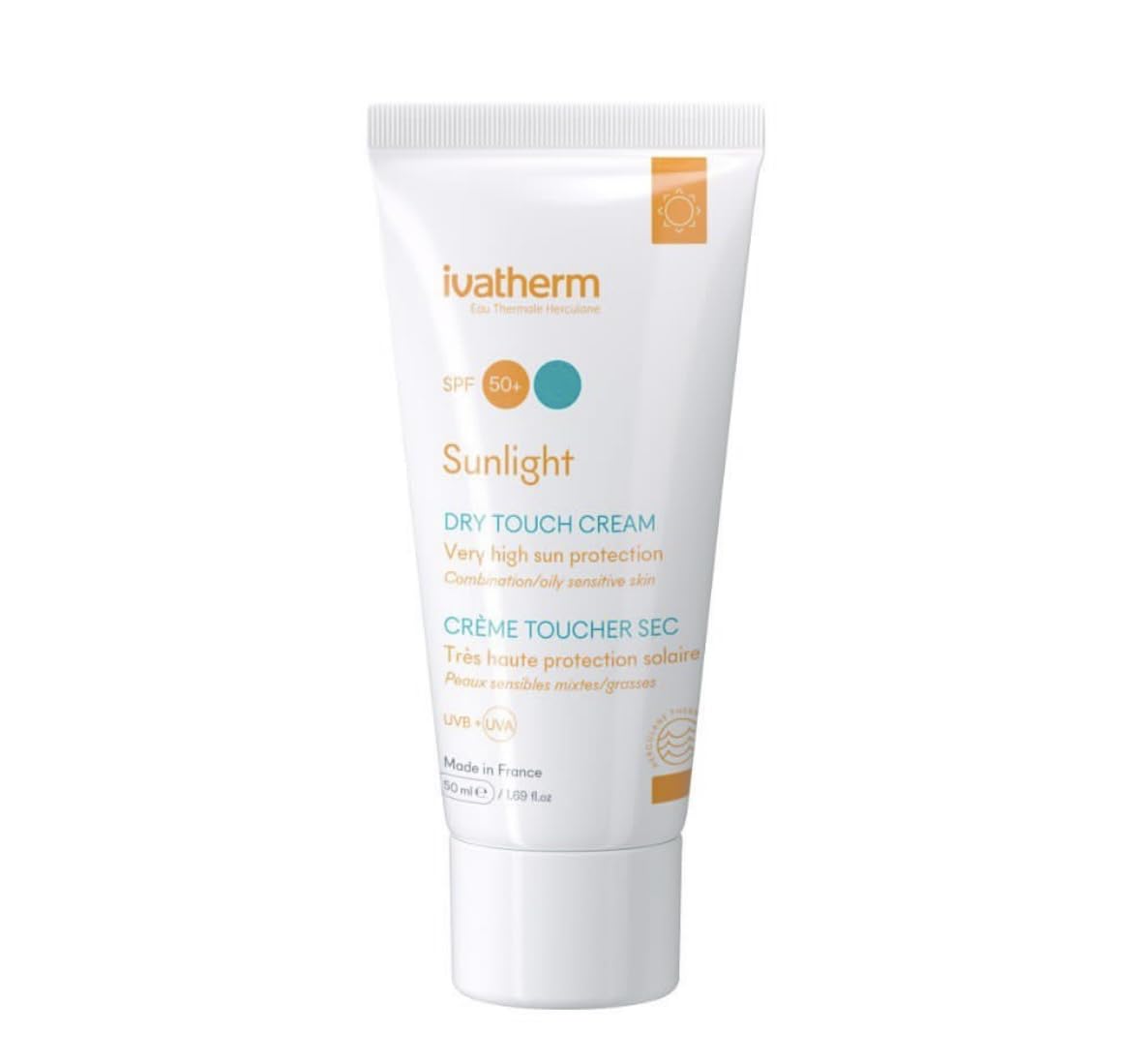 Ivatherm Sunlight Dry-touch very high sun protection cream SPF50+ 50ml, For very high sun protection for oily or combination sensitive skin