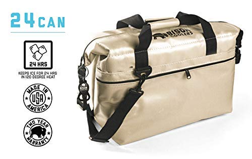 BISON COOLERS 24 Can Insulated Ice Chest Bag for Beer, Soda, Water or Lunch | Tear Proof with 24 Hour Ice Retention | Includes 2 Year Warranty | Made in The USA