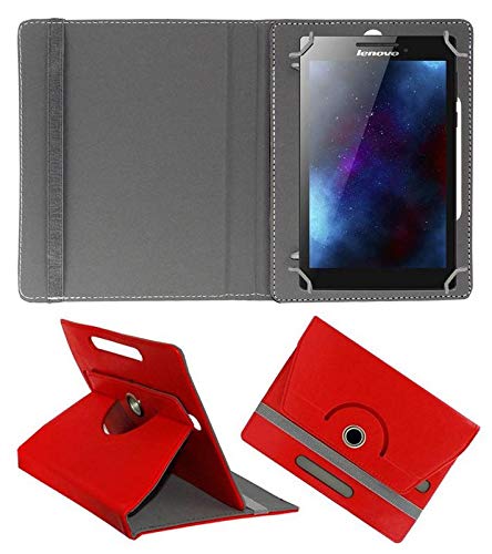 Hello Zone 360� Rotating 7� Inch Flip Case Cover Book Cover for Intex Ibuddy 7dd01 -Red