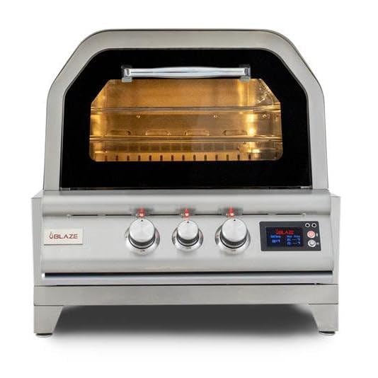 Blaze Pizza Oven Outdoor | 26-Inch Propane Counter Top Oven | 360-Degree Rotating Pizza Stone With Rotisserie And Countertop Sleeve | Stainless Steel Portable Pizza Oven | BLZ-26-PZOVN-LP