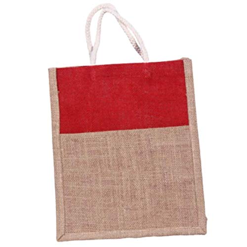 GK Bags Jute Carry Hand-Bag Gift Bag at marrage, lunchbag for Women, Men, Girl, Office Daily use, Design-1 Echo-Friendly (Pack Of 5)