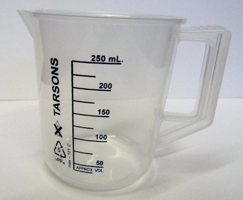 PLASTIC POLYPROPYLENE PP MEASURING BEAKER/JUG WITH HANDLE 250ML LABORATORY KITCHEN