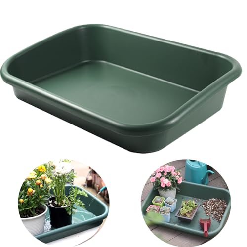 AGDLLYDGarden Tidy Tray, Multifunctional One Piece Potting Tray for Seeding, Mixing, Growing and Pot Storage, Succulent and Cactus Soil Potting Mix Tray 23"x16.4"x4.3",Green