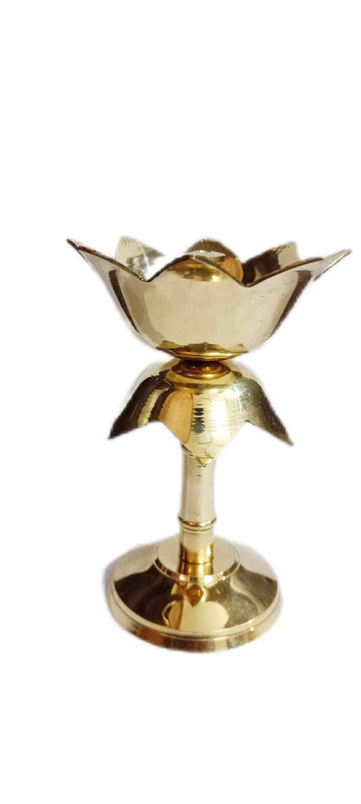 AJ Enterprises Pure Brass Lotus Stand Akhand Diya (Height 5 inch)