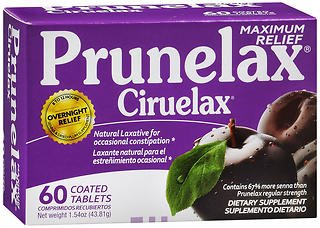 Prunelax Ciruelax Laxative Dietary Supplement Coated Tablets Maximum Relief - 60 ct, Pack of 4