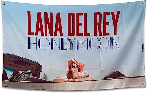 Lana del Singer Rey Flag Tapestry with 4 Brass Grommets, Music Album Cover Tapestry Wall Hanging Room Flags Dorm Backdrop Wall Art Aesthetic Home Decor (3x5 FT)