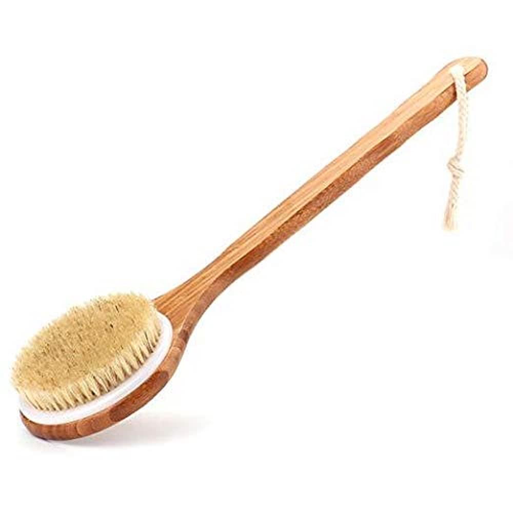 Bath Body Brush Long Handle Bath Back SPA Clean Bath Brush Natural Bristle Shower Brushes Improves Blood Circulation, Exfoliates, Skin Health - Wet Or Dry Back Scrubber