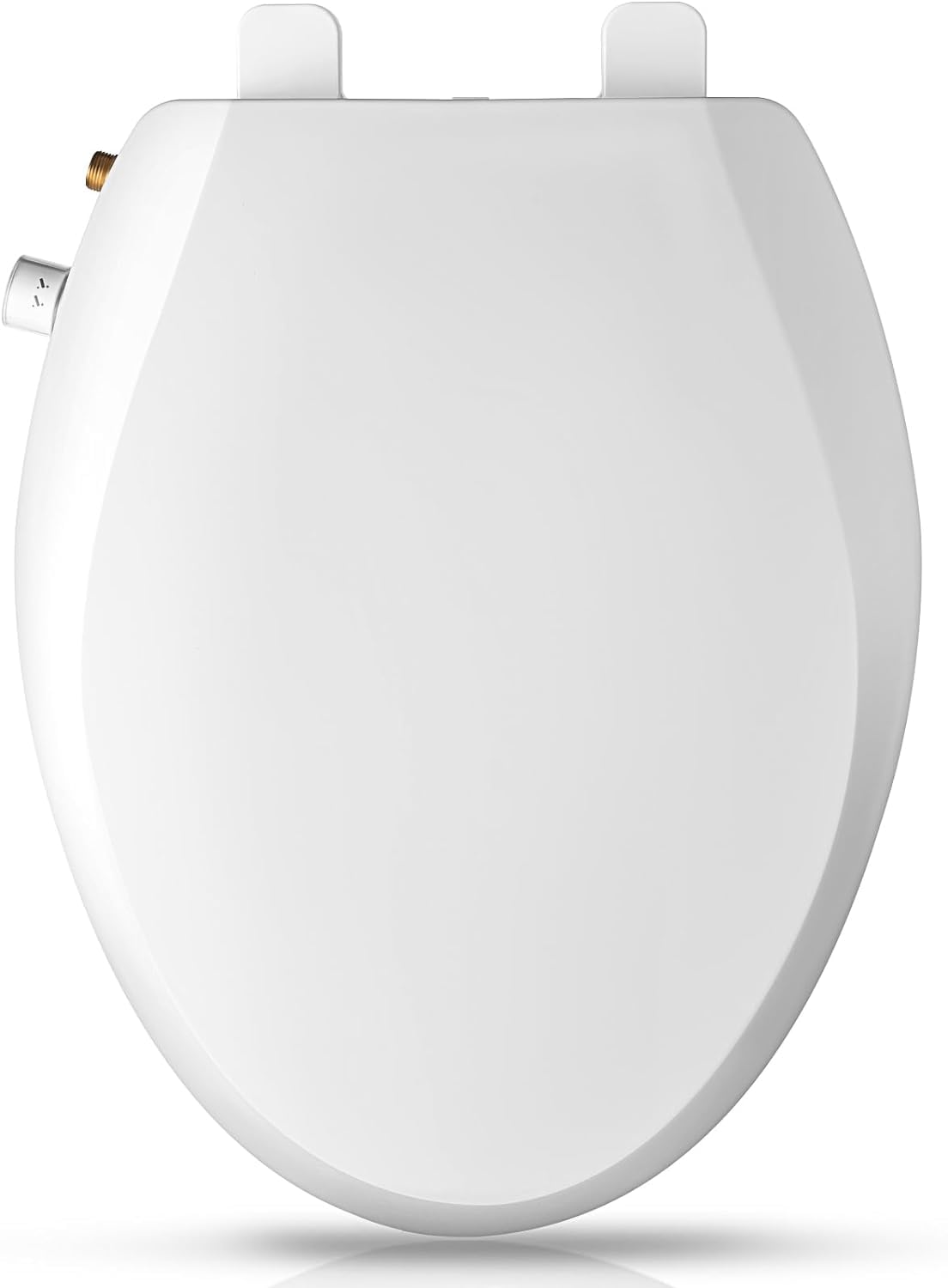 Elongated Bidet Toilet Seat with Quiet-Close, Non-Electric Bidet Toilet Seat with Self Cleaning Dual Nozzles, Fit Elongated Toilet Seat, White Bidet Attachment with Brass inlet