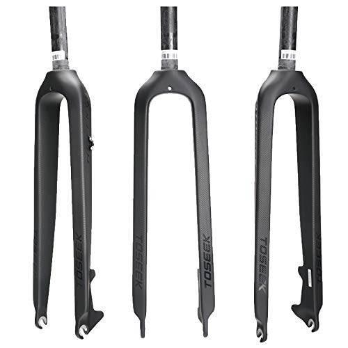 Enjcyling Full Carbon Fiber MTB Fork, 26 27.5 29 inch Option Offset 39mm Bike Rigid Fork 1/8" Straight Tube Threadless Disc Brake, Ultralight Bicycle Carbon Fiber Fork fit Mountain Bike Road