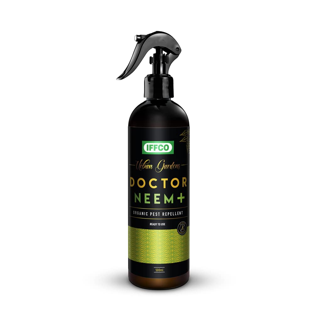 IFFCO Urban Gardens - Doctor Neem+ - 500ml – Mealy Bug & Fungus Repellent Spray - 3in1 Action of Neem, Pongamia, Lemongrass Oil - 100% Organic, Ready to Use for Indoor & Outdoor plants