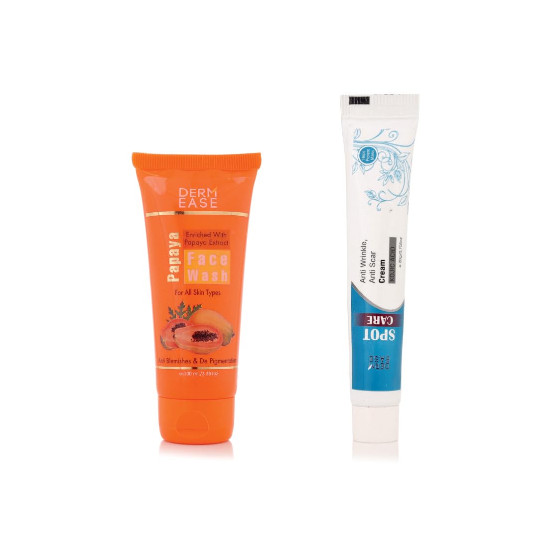 DERM EASE Combo of Papaya Face Wash for Men & Women 100ml | Derm Ease Spot Care All In One Pimple, Dark Spot Reduction, Acne Removal And Oil Control Fairness Cream For Men and Women 20G