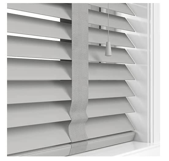 Grey Faux Wood Wooden PVC Window Venetian Blind/Blinds, Easy Fit Child Safe Trimmable Shutters, 50MM Slats with Matching Facia (Grey, Width: 180cm / Length: 150cm)