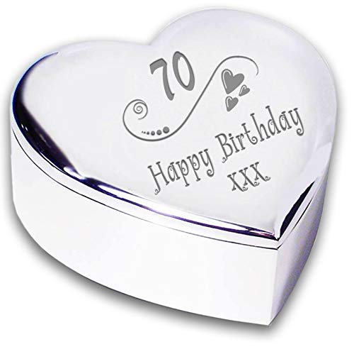 70th 70 Seventeeth Happy Birthday Heart Shaped Trinket Box Keepsakes Gifts Ideas For Her Women Ladies