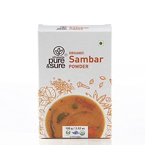 Pure & Sure Organic Sambar Powder | South Indian Spices | Premium Quality, Non-GMO, Suitable for Vegetarians, Indian Ready to Eat Food | 100gm