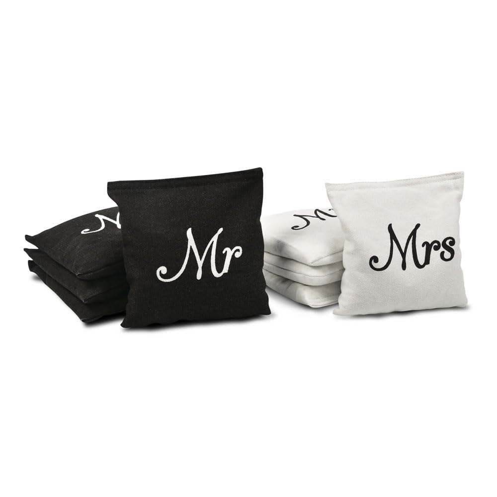 GoSports Wedding Theme Bag Set - Includes 4 Black 'Mr' Bags and White 'Mrs'