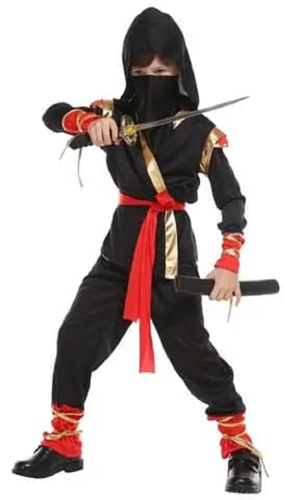 The GrowSome Kids Ninja Fancy Dress Costume |Ninja Costume for Kids| School Annual Function Costume |Ninja Dress for Kids for Halloween, School Annual Function, Role and More