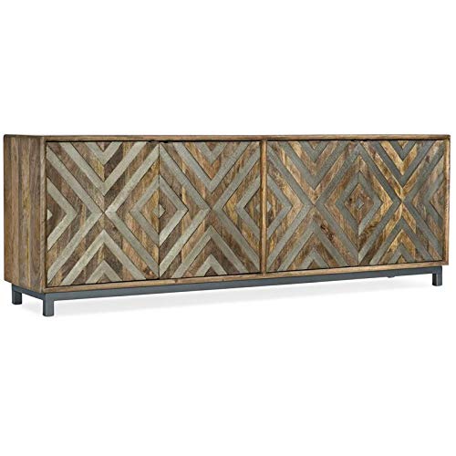 BOWERY HILL Traditional Living Room Entertainment Wood Console in Multi-Color