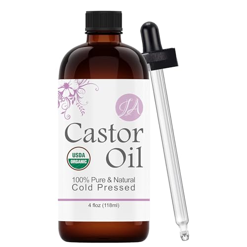 Healing SolutionsOils - 4 oz Castor Oil Organic Cold Pressed Unrefined Glass Bottle - Natural Organic Castor Oil for Face - 118 ml - Castor Oil for Hair and Skin - Facial Castor Oil