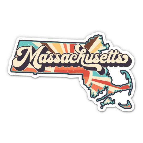 Massachusetts Retro Style State Vinyl Sticker - Car Phone - 3"