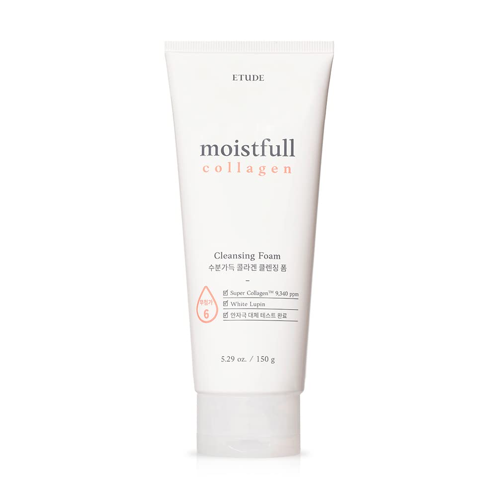 Etude House Moistfull Collagen Cleansing Foam 150ml (21AD); Facial Cleanser; Moist and bouncy bubble foam cleanser moisturizes skin; Skin Cleanser