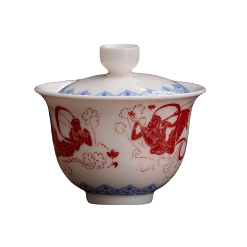 BACIONBlue and white porcelain household Dehua white porcelain tea cup Kung Fu brewing tea bowl, capacity: 5oz (F2)