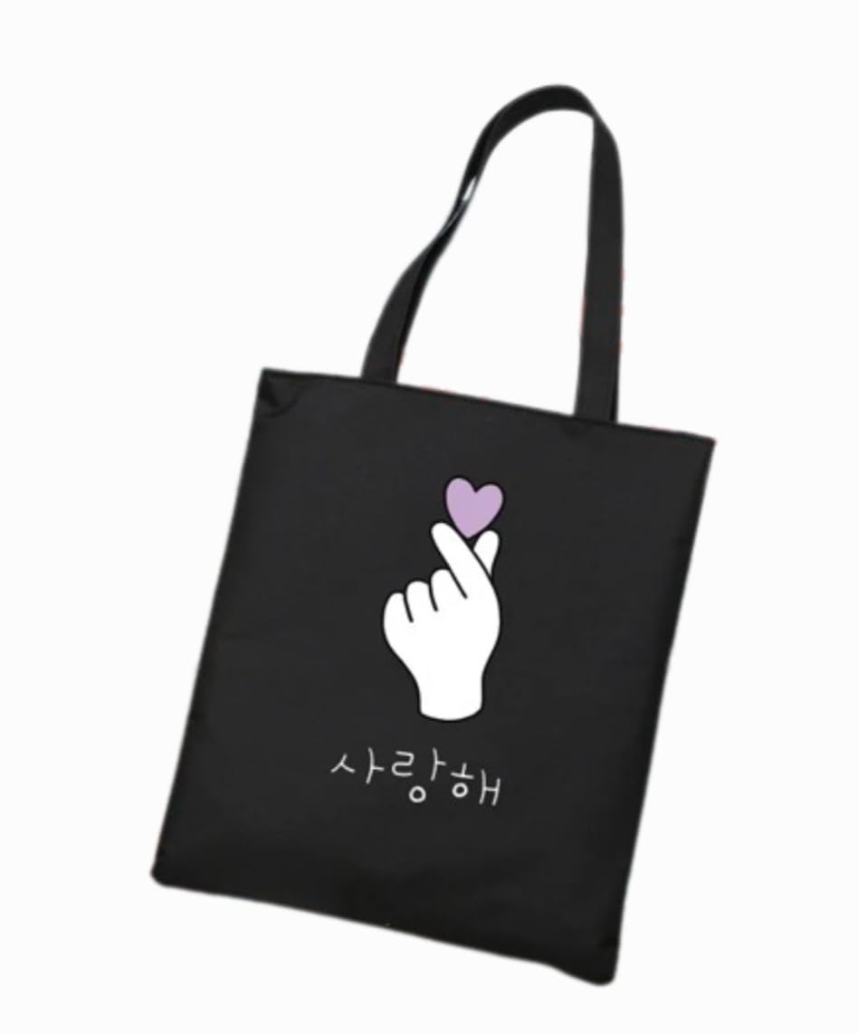 Kpop Canvas Tote Shoulder Bag Reusable Cotton Bags Kpop Merchandise Korean Music Gift for B-TS, Stray-Kids Fans