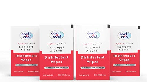 Antibacterial Alcohol Wipes for Cleaning Surfaces & Hands 4 x 5 Pack Sachets | 20 Indivdual Universal Disinfectant Anti Bac & Antiviral Sanitising Wet Wipes.