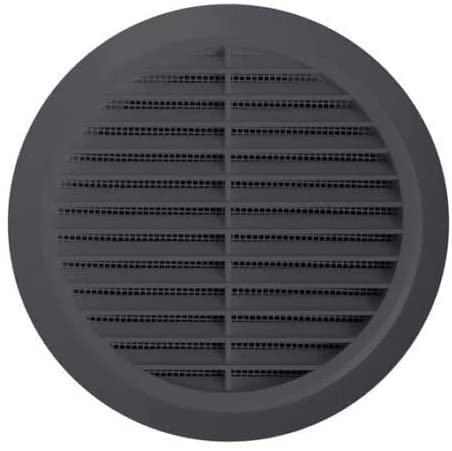 Graphite Circle Air Vent Grill Cover with Adjustable Duct Collar/Flange from 100 to 150mm (4" up to 6 inch) Fly Screen/Mesh Round Ducting Ventilation Cover T36GR