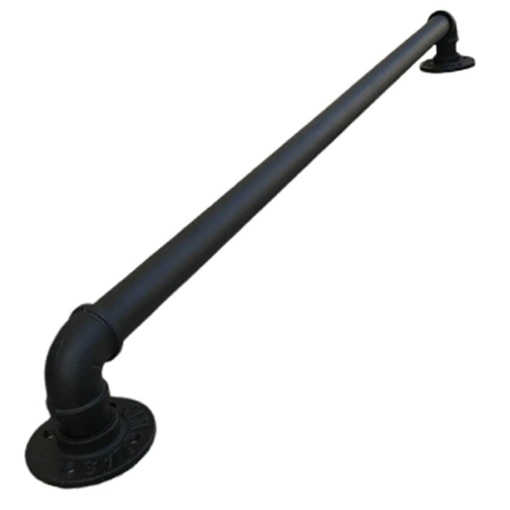 Handrail -Complete Kit, Safety Industrial Non-Slip Stair Rail with Wall Bracket, Wrought Iron Matte Black Railing