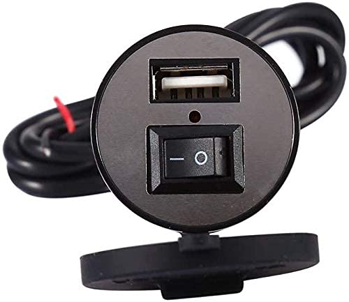 OAHU Mobile USB Charger with Switch for Bike, Motorcycle and Cars, Silicone Waterproof, Power Adapter Socket, 5v-2A -Black