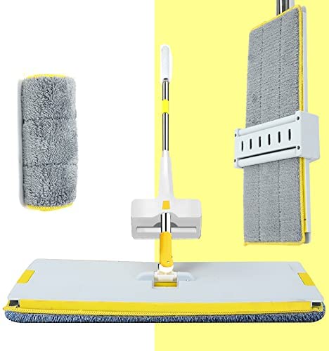 U.P.C. Upc Mop With Bucket For Floor Cleaning|Floor Cleaner Mop|Flat Mop Stick Pocha For Floor Cleaning|Magic Mop With Super-Absorbent Microfiber Pads-Yellow