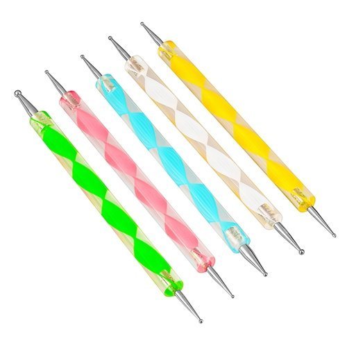 5pcs 2-ways Acrylic UV Gel Nail Art Design Tips Dotting Painting Brush Pen Set