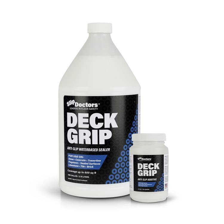 Deck Grip Non-Slip Sealer Clear Barefoot-Friendly Anti-Slip Coating - Create Traction for Outdoor or Indoor Floors and Pool Decks (Gallon)